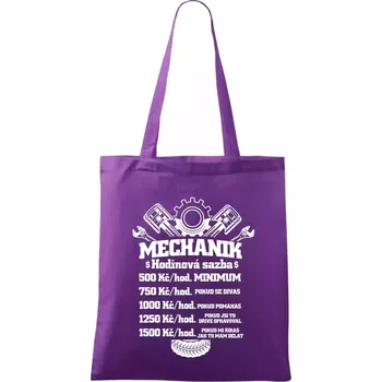 Mechanik - hodinová sazba - Taška bavlněná - 42 x 38 cm ( Fialová )