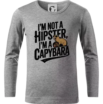 Chlapecké tričko I'm not a hipster, I'm a capybara - Triko dětské Long Sleeve - 122 cm/6 let ( Tmavě šedý melír )