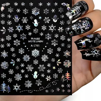 Vánoční dekorace Samolepky na nehty s vánoční tématikou - Lesklé vánoční vločky Sněhové Vločky
