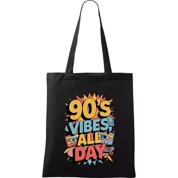 90s vibes all day - Taška bavlněná - 42 x 38 cm ( Černá )