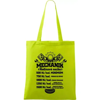 Mechanik - hodinová sazba - Taška bavlněná - 42 x 38 cm ( Limetková )