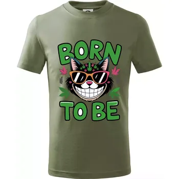 Chlapecké tričko Marihuana - born to be - Tričko dětské bavlněné - 104-110cm / 3-4 roky ( Khaki )