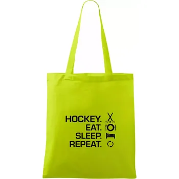 Pozemní hokej eat sleep repeat - Taška bavlněná - 42 x 38 cm ( Limetková )