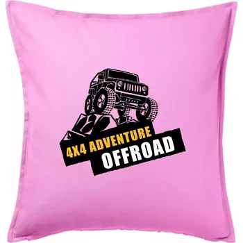 Polštář 4x4 adventure offroad - Polštář 50x50 - 50x50 - Pouze potah ( Růžová )
