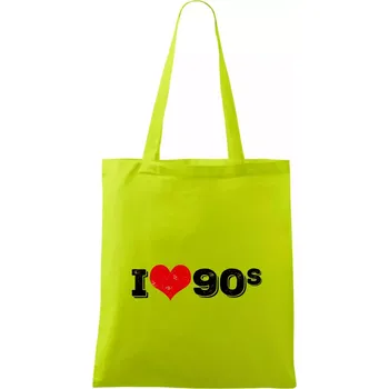 I love 90s - Taška bavlněná - 42 x 38 cm ( Limetková )