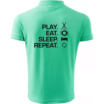 Pánská košile Play eat sleep repeat pozemní hokej - Polokošile pánská Pique Polo 203 - M ( Mátová )