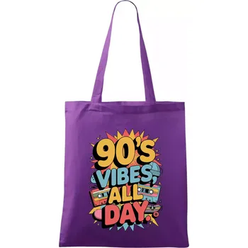 90s vibes all day - Taška bavlněná - 42 x 38 cm ( Fialová )