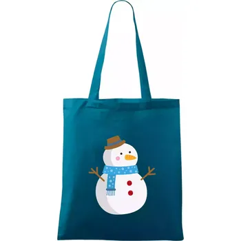 Sněhulák se šálou - Taška bavlněná - 42 x 38 cm ( Petrolejová )