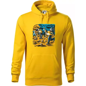 Pánská mikina Petanque hra - modro oranžová - Mikina pánská Cape s kapucí - S ( Žlutá )