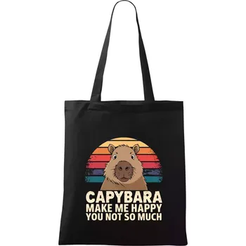 Nákupní taška Capybara Make Me Happy You Not So Much - Taška bavlněná - 42 x 38 cm ( Černá )