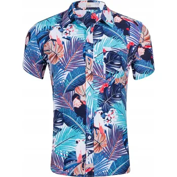 Pánská košile Pánská košile Island Vibes bavlněná, vícebarevná, krátký rukáv, XXL