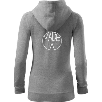 Dámská mikina Made in LA - Dámská mikina trendy zipper s kapucí - XL ( Tmavě šedý melír )