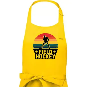 Kuchyňská zástěra Field hockey vintage kruh - Pánská zástěra na vaření - Univerzální velikost ( Žlutá )