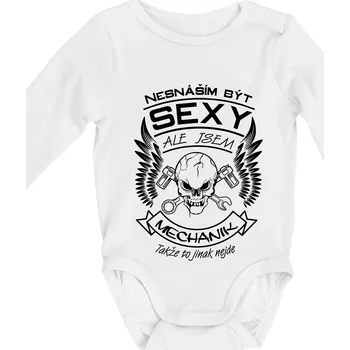 Nesnáším být sexy - mechanik - Body kojenecké s dlouhým rukávem - Dlouhý r. 3-6 měs ( Bílá )