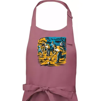 Kuchyňská zástěra Petanque hra - modro oranžová - Pánská zástěra na vaření - Univerzální velikost ( Starorůžová )
