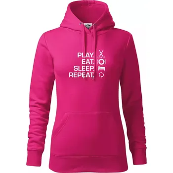 Dámská mikina Play eat sleep repeat pozemní hokej - Mikina dámská Cape s kapucí - S ( Purpurová )