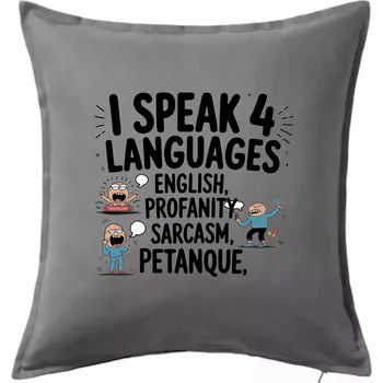 Polštář I speak 4 language - Petanque - Polštář 50x50 - 50x50 - Pouze potah ( Tmavě šedý melír )