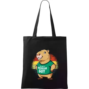 Nákupní taška Capybara I'm just a regular guy - Taška bavlněná - 42 x 38 cm ( Černá )