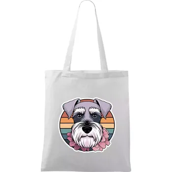 Knírač - fenka a květiny - Taška bavlněná - 42 x 38 cm ( Bílá )