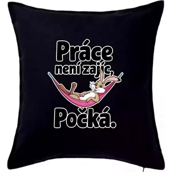 Polštář Práce není zajíc, počká. - Polštář 50x50 - 50x50 - Pouze potah ( Černá )