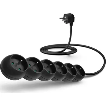 Prodlužovací kabel Connect IT prodlužovací kabel 230 V, 6 zásuvek, 2m, bez vypínače (černý)