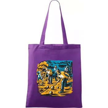 Nákupní taška Petanque hra - modro oranžová - Taška bavlněná - 42 x 38 cm ( Fialová )