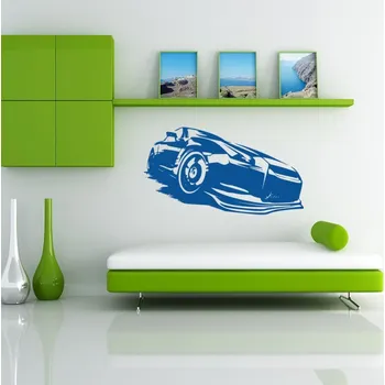 Samolepící dekorace Živá Zeď Samolepka na zeď Abstraktní auto Barva: modrá, Velikost: 60 x 33 cm