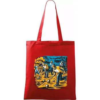 Nákupní taška Petanque hra - modro oranžová - Taška bavlněná - 42 x 38 cm ( Červená )