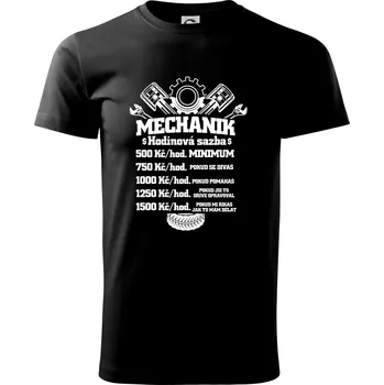 Pánské tričko Mechanik - hodinová sazba - Triko extra velké (5-8XL) - 7XL ( Černá )
