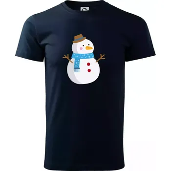 Pánské tričko Sněhulák se šálou - Triko extra velké (5-8XL) - 6XL ( Námořní modrá (velmi tmavá - téměř černá) )