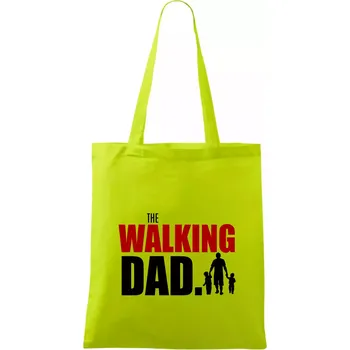 The walking dad tři děti - Taška bavlněná - 42 x 38 cm ( Limetková )