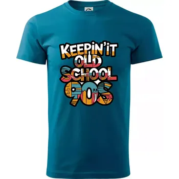 Pánské tričko KEEPIN'IT Old School 90s - Klasické pánské triko vyšší gramáže - L ( Petrolejová )