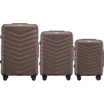 Hnědá sada 3 cestovních kufrů Wings PHOENIX PHX01 PHOENIX, Zestaw 3 walizek POLIPROPYLEN (L,M,S) Wings, BROWN Velikost: Sada kufrů