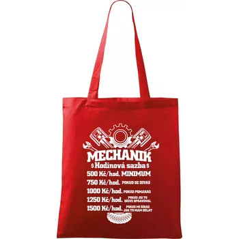 Mechanik - hodinová sazba - Taška bavlněná - 42 x 38 cm ( Červená )