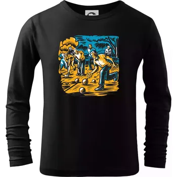 Chlapecké tričko Petanque hra - modro oranžová - Triko dětské Long Sleeve - 122 cm/6 let ( Černá )