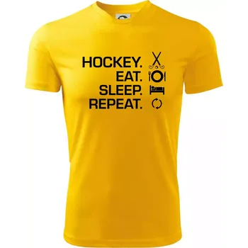 Chlapecké tričko Pozemní hokej eat sleep repeat - Dětské triko sportovní (dresovina) - 134 cm/8 let ( Žlutá )