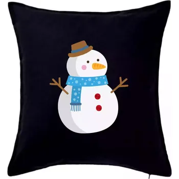 Polštář Sněhulák se šálou - Polštář 50x50 - 50x50 - Pouze potah ( Černá )
