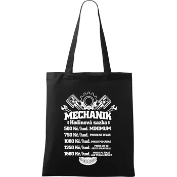 Mechanik - hodinová sazba - Taška bavlněná - 42 x 38 cm ( Černá )