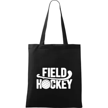 Nákupní taška Field hockey míček a nápis - Taška bavlněná - 42 x 38 cm ( Černá )