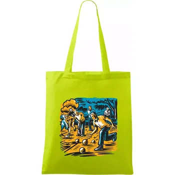 Petanque hra - modro oranžová - Taška bavlněná - 42 x 38 cm ( Limetková )