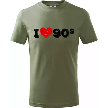 I love 90s - Tričko dětské bavlněné - 146 cm/10 let ( Khaki )