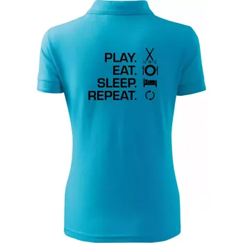Play eat sleep repeat pozemní hokej - Polokošile dámská Pique Polo - 2XL ( Světlý tyrkys )
