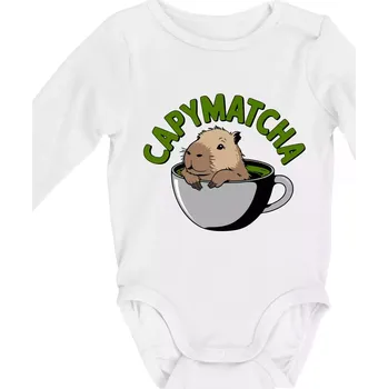 Capybara papymatcha - Body kojenecké s dlouhým rukávem - Dlouhý r. do 3 měs ( Bílá )