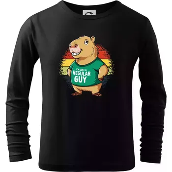 Chlapecké tričko Capybara I'm just a regular guy - Triko dětské Long Sleeve - 122 cm/6 let ( Černá )