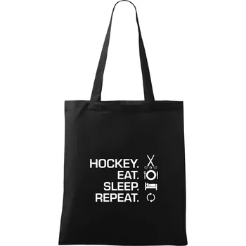 Nákupní taška Pozemní hokej eat sleep repeat - Taška bavlněná - 42 x 38 cm ( Černá )