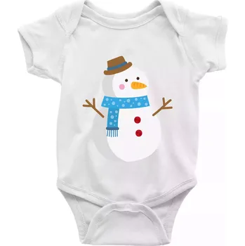 Kojenecké oblečení Sněhulák se šálou - Body kojenecké s krátkým rukávem - Krátký r. 12-18 měs ( Bílá )