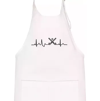 Kuchyňská zástěra Pozemní hokej ekg - hokejky - Dětská zástěra na vaření - Univerzální velikost ( Bílá )