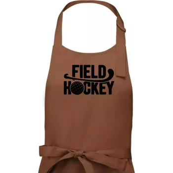 Kuchyňská zástěra Field hockey míček a nápis - Pánská zástěra na vaření - Univerzální velikost ( Kakaová )