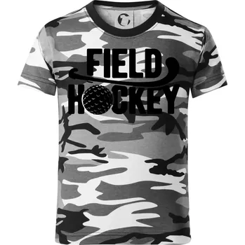Chlapecké tričko Field hockey míček a nápis - Dětské maskáčové triko - 122 cm/6 let ( Šedý maskáč )