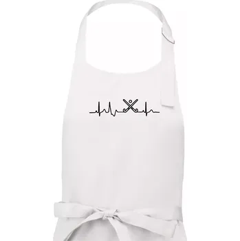 Kuchyňská zástěra Pozemní hokej ekg - hokejky - Pánská zástěra na vaření - Univerzální velikost ( Bílá )
